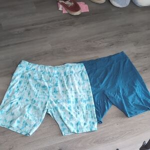 Blue and Tie-Dye Shorts Set
